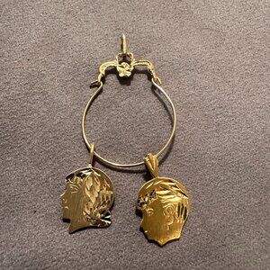 Vintage 14K Gold Vintage Charm Holder Boy & Girl Charms